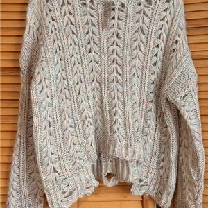 BKE Pastel Knit Distressed Sweater